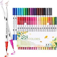 36 Vibrant Dual Tip Art Markers for Adult Coloring, Drawing & Calligraphy