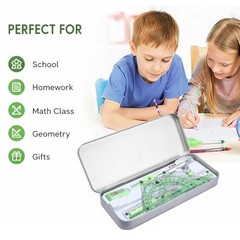 Compass Geometry Tool 9 Pcs Protractor and Compass Set Geometry Set Drawing