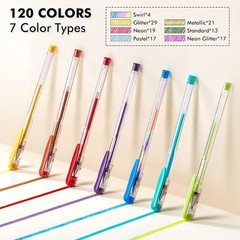 Shuttle Art 120 Unique Colors Gel Pen Set, No Duplicates, for Adult Coloring