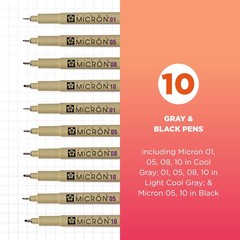 Pigma Micron Fineliner Pens – Archival Black and Gray Ink Pens – Pens for Wri…