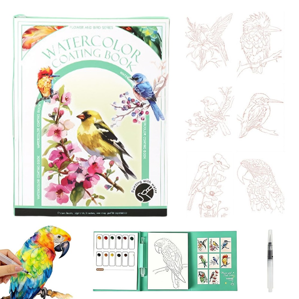 Flower Bird Art Painting Book, Portable Sketch Album for Art Creation and Rel…