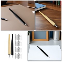 2 Sets Wooden Pen Fountain Pens Artist Water Brush Holders