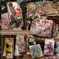 60pcs Vintage Scrapbooking Paper Antique Looking Papers Plants Lost Gardens