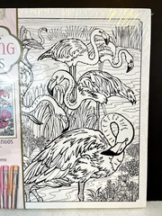 Art Maker~Artists’ Coloring Canvas “Fabulous Flamingos” ~Includes 6 Gel Pens~New