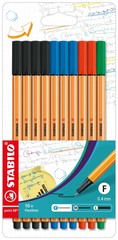 Stabilo Fineliner point 88 – Pack of 10 – Office Colors – 4 x Black, 3 x Blue…