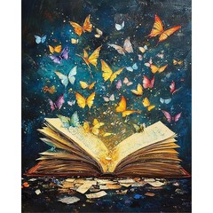 Book Paint by Numbers Kit for Adults Beginner,Butterfly Adult Paint by Number Ki