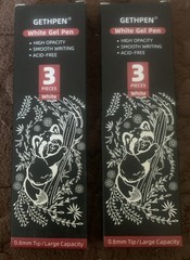 2 Boxes – Gethpen 3 Pack White Gel Pen 0.6mm Tip / Large Capacity