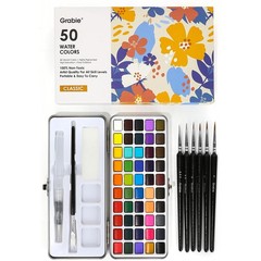 50 Color Watercolor Paint Set with Brush Travel Art Painting Kit