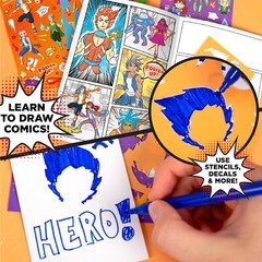 22 Piece Anime Art Kit Markers Stencils Sketchpad Comic Book DIY Set