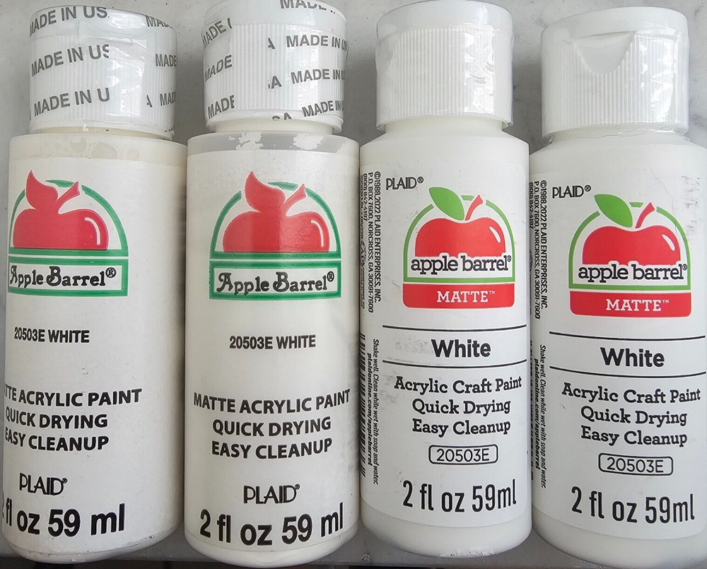 White (4x) 2oz Bottles – (8oz) Apple Barrel Matte Acrylic Paint