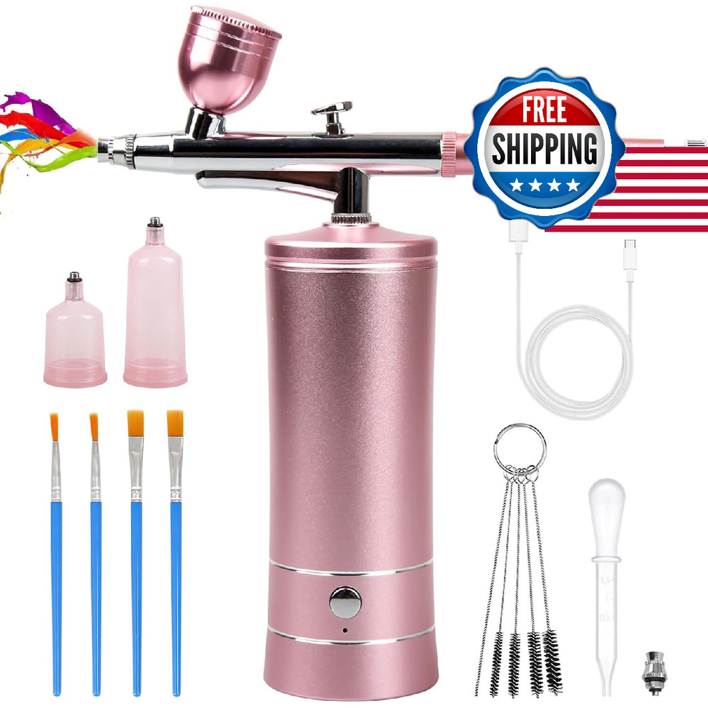 Rhinowisdom Airbrush-Kit Rechargeable Cordless Compressor -Auto Handheld Gun