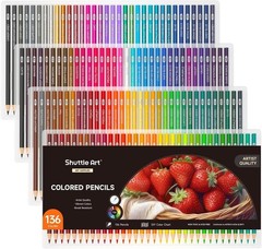 136 Vibrant Colored Pencils Set – Soft Core Art Supplies for Creative Minds