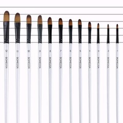 Acrylic Paint Brushes Set, 12 pcs Round Pointed Nylon Hair Black