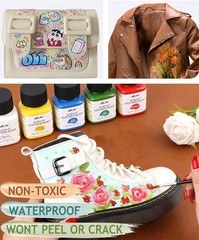 Acrylic Leather Paint, 8 x 30ml Kit with Deglazer & Finisher Gloss, 6 Colors …