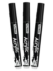 3 PCS Black Marker Paint Pens Permanent Acrylic WaterBased 2.5mm Med Tip
