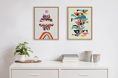 Sylvie Butterflies Framed Canvas Wall Art by Rachel Lee of 18L” x 24W” Natural