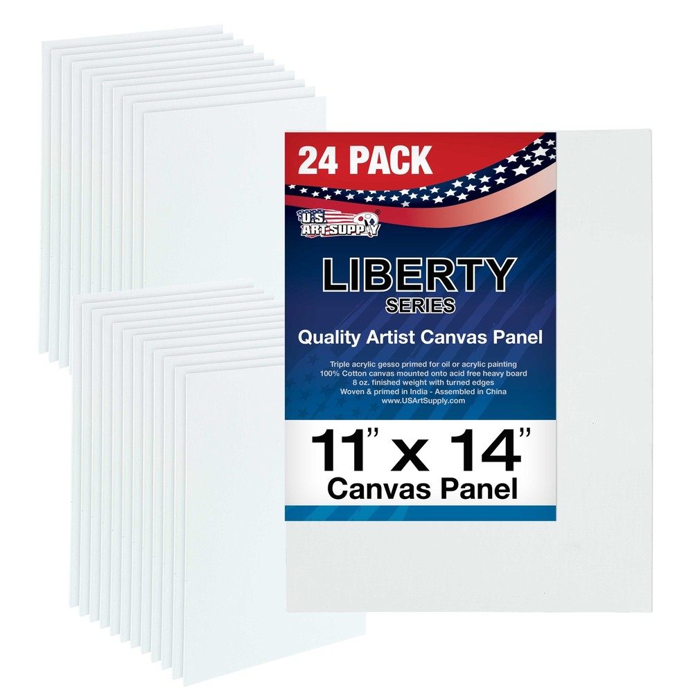 Blank Cotton Canvas Panels 11″x14″ Mounted Art Boards 24-Pack