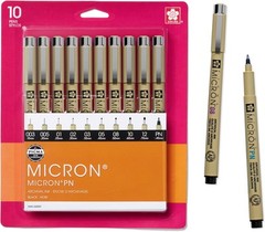 SAKURA Pigma Micron Fineliner Pens – Archival 10 Count (Pack of 1), Black