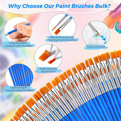 162 Pcs Paint Brushes Bulk, Round Flat Tip Acrylic Paint Brushes Set for Kids Cl