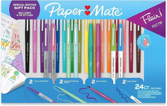 Flair Felt Tip Pens 24 Vibrant Colors Medium Point 0.7Mm 4 Unique Tip Styles Ink