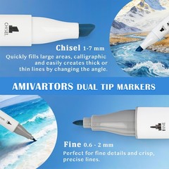 80 Colors Alcohol Markers Dual Tip Set, Chisel & Fine, 2.8g High Ink Capacity…