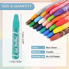 Blue Green Oil Pastels, 48Pcs Soft Oil Crayons Creamy Pastels Stick Art