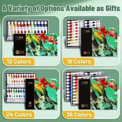 Vibrant Acrylic Paint Set 12/18/24/36 Colors,12ml/0.42oz Acrylic Painting Kit