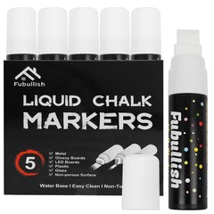 Fubullish 5 Pack Washable White Jumbo Liquid Chalk Markers for Cars Windows