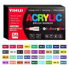 12/24/36/48/60 Color Acrylic Paint Markers Brush Tip Pen for Rock Wood Glass Art