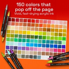 ARTISTRO 150 Dual Tip Acrylic Paint 1 Count (Pack of 150), Multicolor