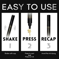 3Pcs Liquid Gold Paint Markers, Oil-based Permanent Chrome Maker, Gloss Mirro…