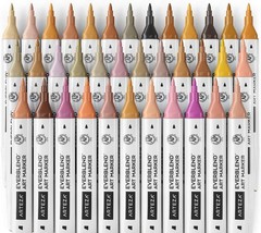 Skin Tone Alcohol Markers Set of 36 Tones, Everblend Sketch Pens with Dual Ti…