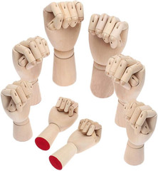 2 Pack 10 Inches Wood Art Mannequin Hand, Left and Right Wooden Manikin