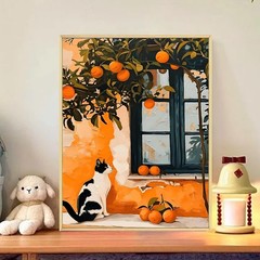 Orange Cat Paint by Numbers Kit for Adults 16×20 Inch DIY Canvas Art Decor Set
