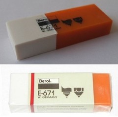 Berol E-671 two-sided eraser for ink, graphite on film; pencil on paper—sealed