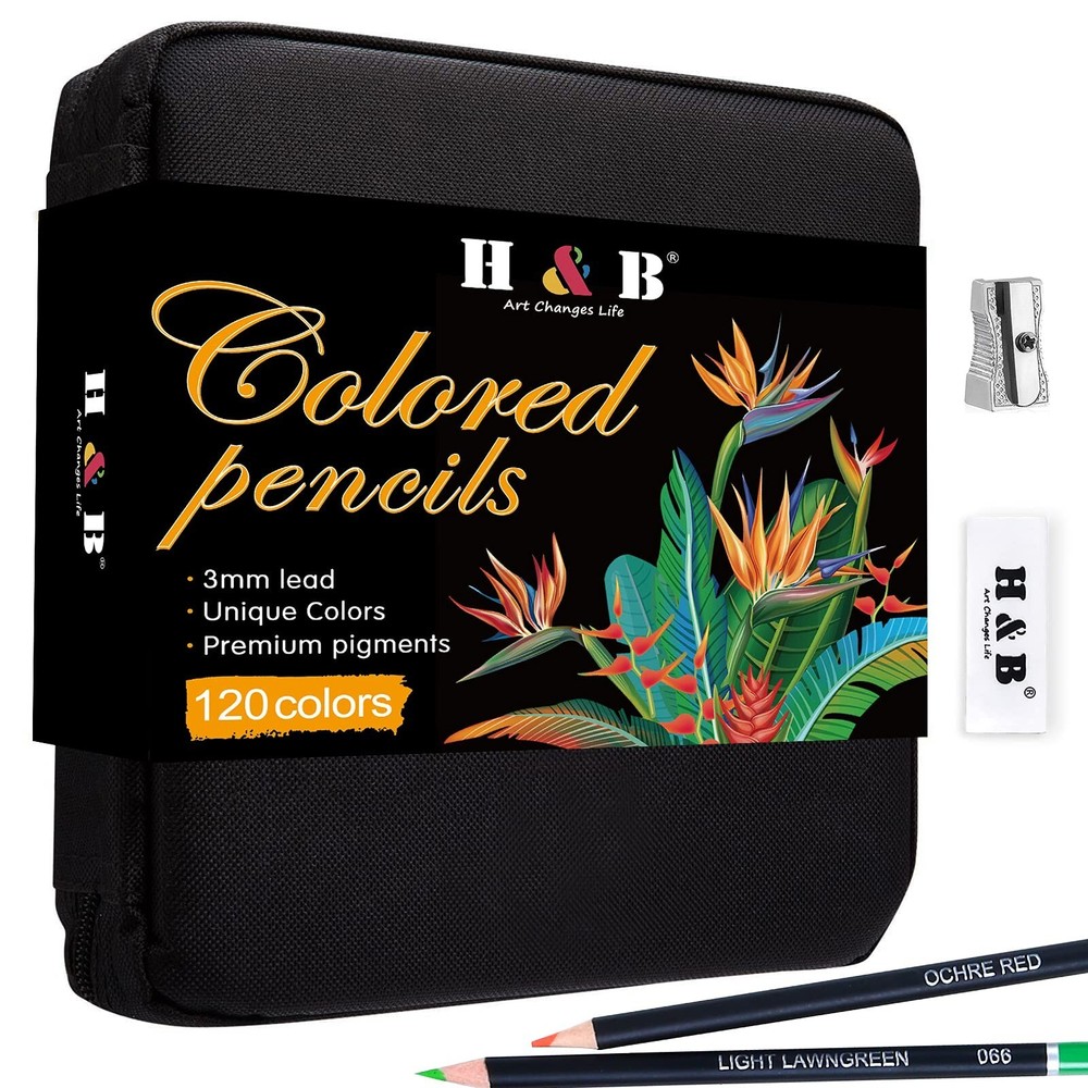122 Colored Pencils Kit,Oil Based Soft Core, Professional Color Drawing Set w…