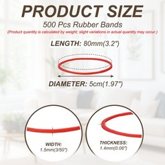 3.2″ x 3/50″ 500 Pcs Red Elastics Rubber Bands for Office File Folder