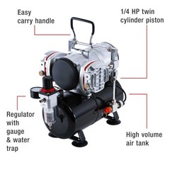 PRO Powerful Twin Cylinder Piston AIRBRUSH AIR COMPRESSOR w/ TANK Hobby T Shirt