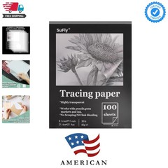 Tracing Paper 8.5×11 inch, 100 Sheets Transparent Vellum Paper for Tracing Pa…