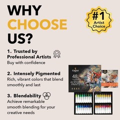 48 x 22ML Acrylic Paint Set – New Formula for Vibrant Artwork & Easy Application