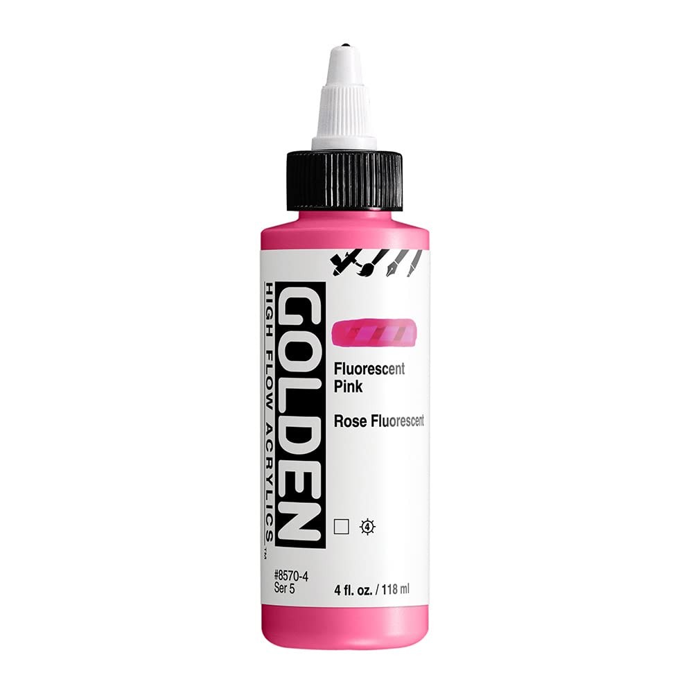 Fluorescent Pink High Flow Acrylics 4 Fl Oz Bottle Professional Paint Art