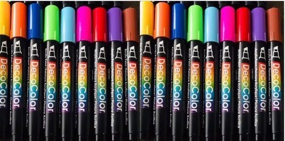 TWO FULL SETS – 9 COLOR. Deco Acrylic Paint Markers. 18 markers In total.