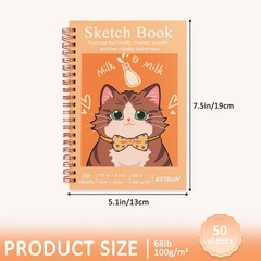 1 Pack Spiral Bound Sketchbooks (100 GSM Sketch Paper), 50 Sheets per Pack, 7…