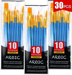 30 PCS Acrylic Paint Brush Set Artist Brushes Oil Watercolor Face Rock Canvas