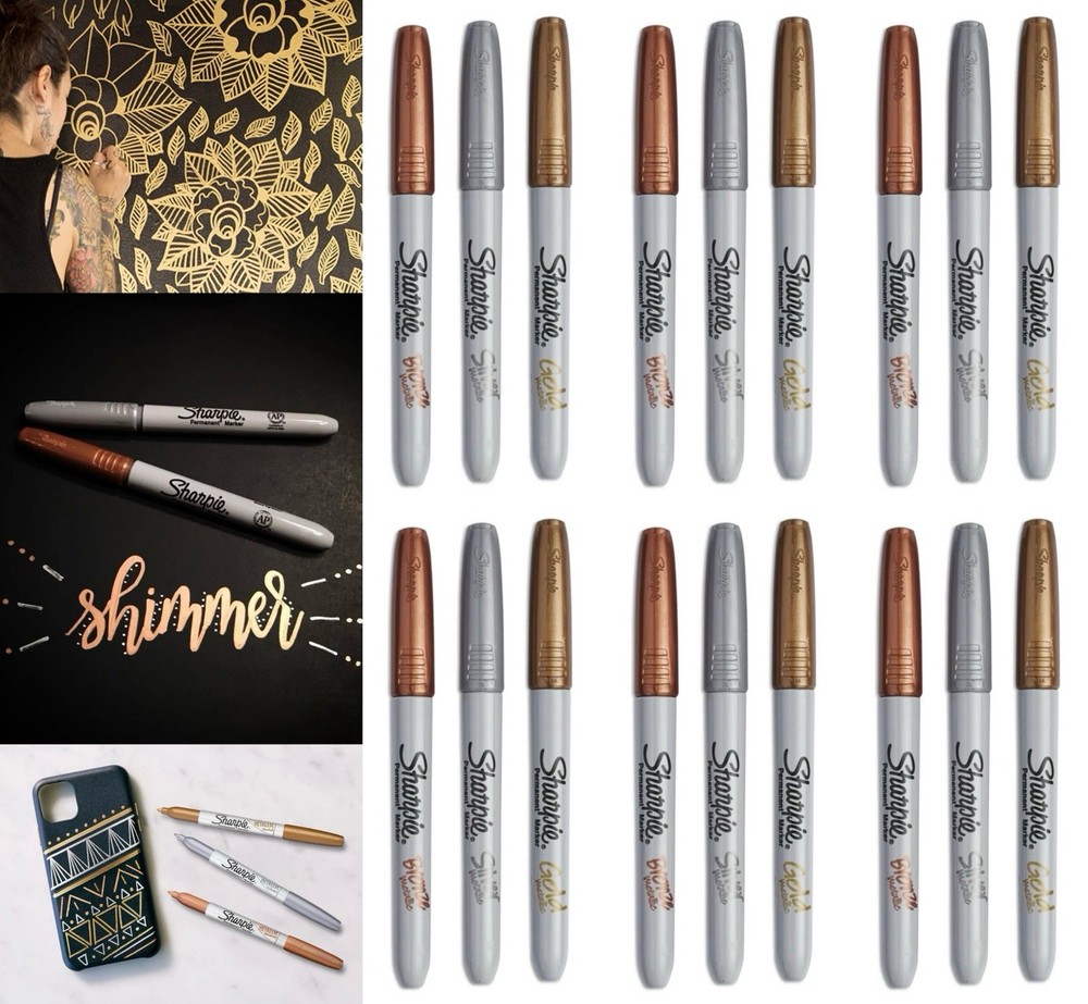 18pc Metallic Permanent Markers Gold Bronze Silver Set Junk Journal Craft Pens