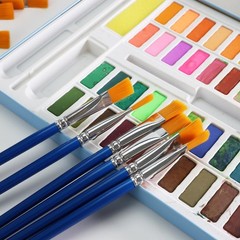 1/2 inch Flat Paint Brushes for Acrylic 0.5 40 pieces, Blue