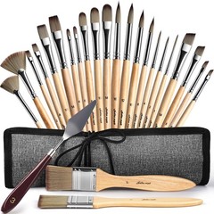 Acrylic Paint Brush Set, 25 PCS Paint Brushes for Acrylic Painting Oil Waterc…