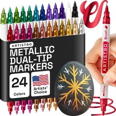 Metallic Dual-Tip Acrylic Paint Markers – Brush Fine Tip Combo