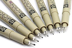 Pigma Micron pen 005 Black ink marker felt tip pen, Archival pigment ink, fine p