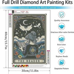 The Reader Tarot Card 5D Square Diamond Drill Art Gem Paint Kit Dragons Moon New